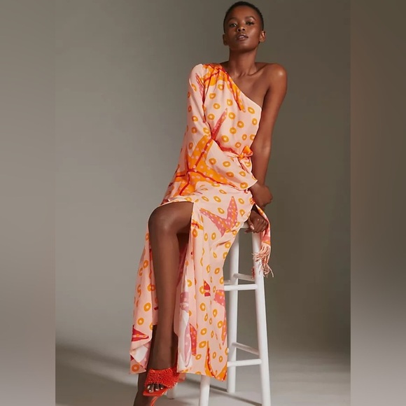 Farm Rio x Anthro,One-Shoulder,Belted,
Starfish Dress, STUNNING, GUC, Size Med - Picture 4 of 11